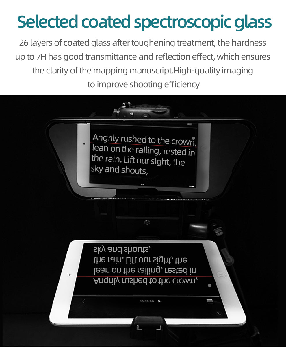 Bestview T3 Big Screen Prompter Professional Interview Teleprompter Anchorman Host for DSLR For iPad Smartphone video prompter