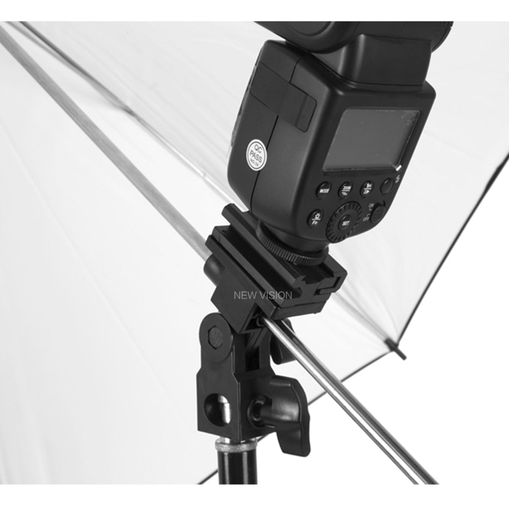 B Type Flash Hot Shoe Adapter Trigger Umbrella Holder Swivel Light Stand Bracket
