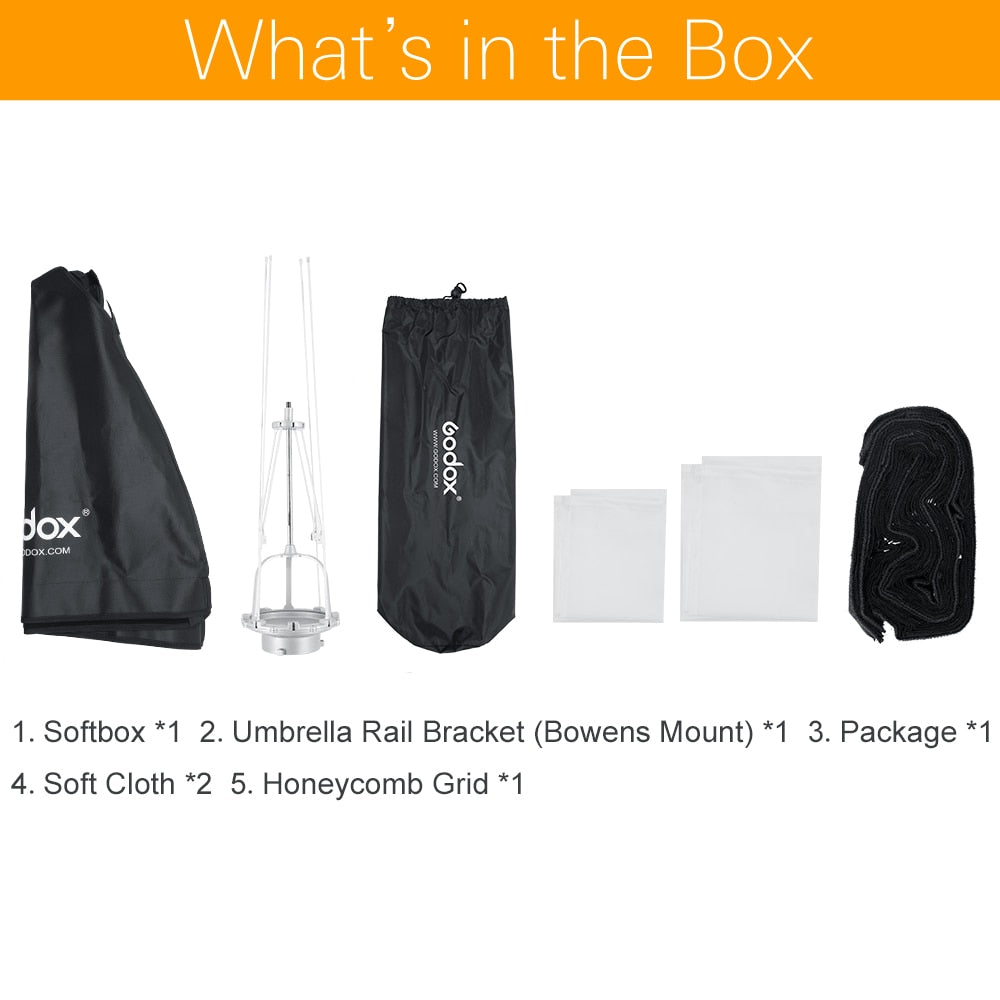 Godox 80cm Portable Octagonal Umbrella Softbox SB-UE 80cm 31.5in with Honeycomb Grid Bowens Mount Studio Flash Softbox
