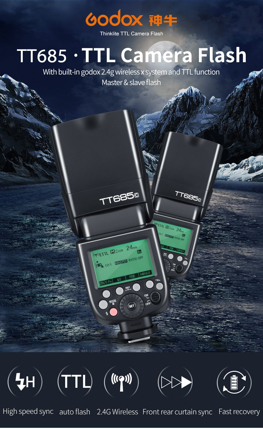 Godox TT685 TT685C TT685N TT685S TT685F TT685O TTL HSS Camera Flash Speedlite for Canon Nikon Sony Fuji Olympus Camera