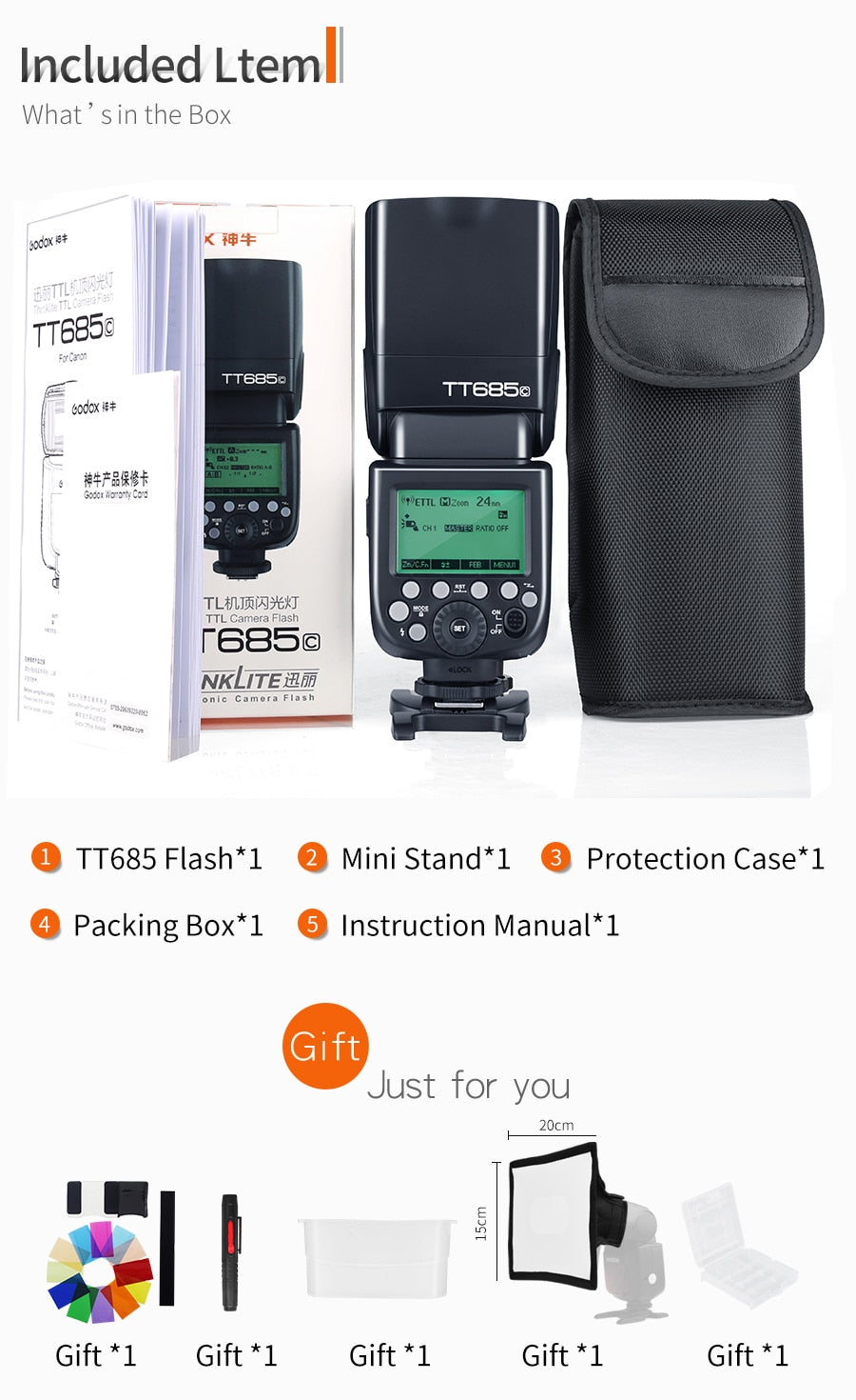 Godox TT685 TT685C TT685N TT685S TT685F TT685O TTL HSS Camera Flash Speedlite for Canon Nikon Sony Fuji Olympus Camera