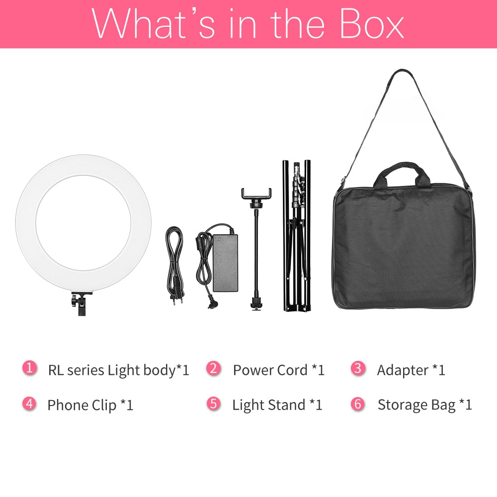 AMBITFUL RL-480 18'' 45cm Dimmable LED Ring Light Lamp 60Ws 3000~6000K 480 LED with Light Stand for Photo Video Lighting Kit