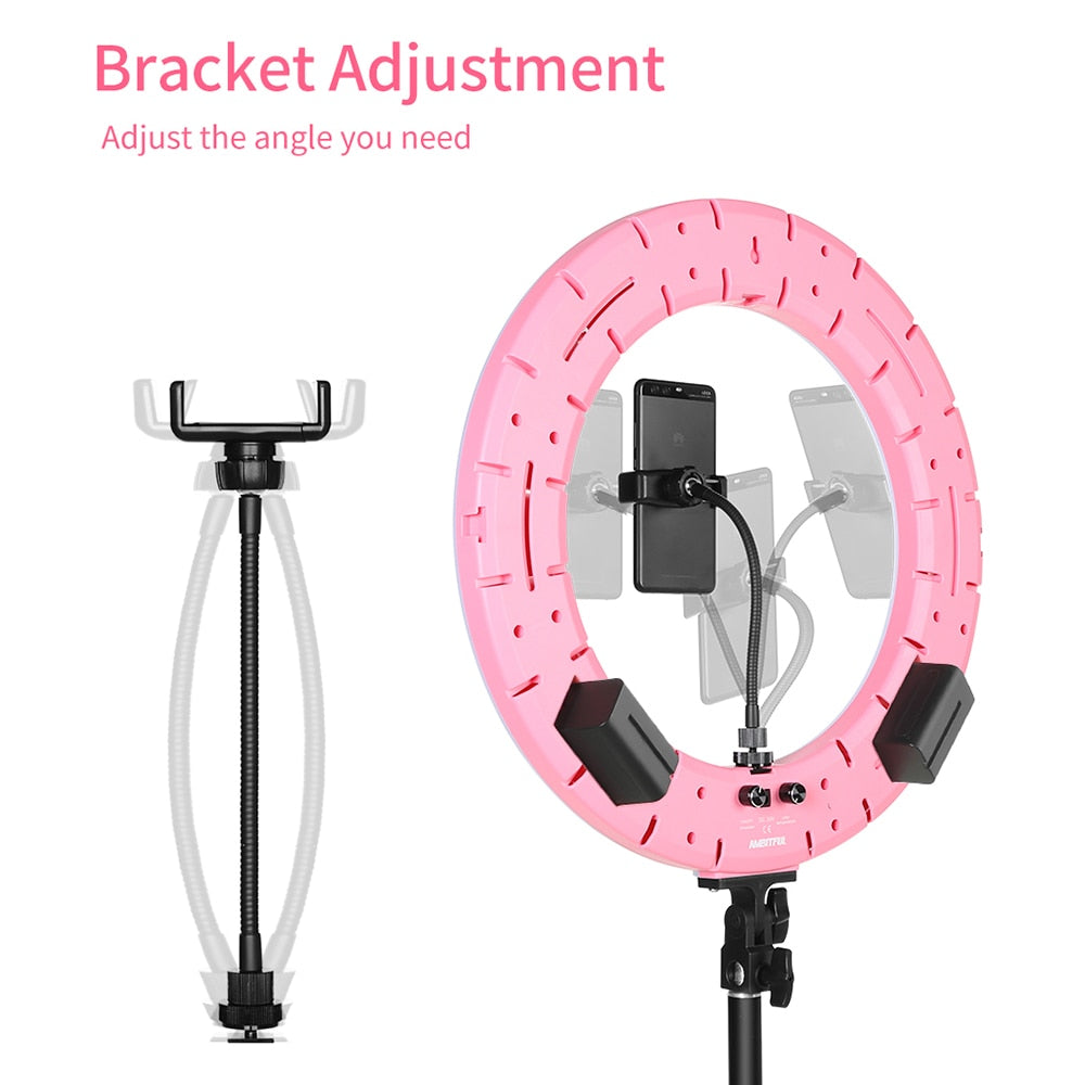 AMBITFUL RL-480 18'' 45cm Dimmable LED Ring Light Lamp 60Ws 3000~6000K 480 LED with Light Stand for Photo Video Lighting Kit