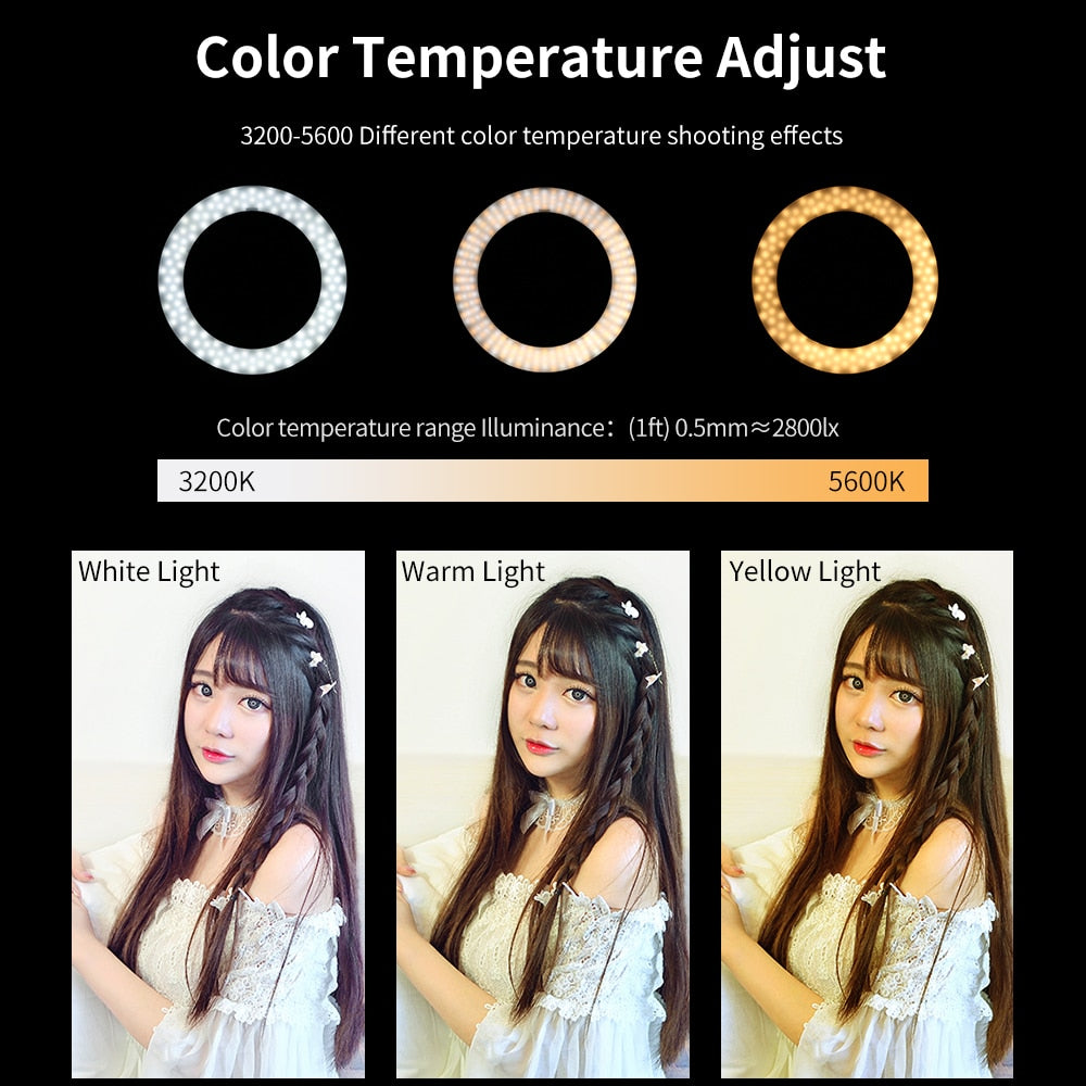 AMBITFUL RL-480 18'' 45cm Dimmable LED Ring Light Lamp 60Ws 3000~6000K 480 LED with Light Stand for Photo Video Lighting Kit