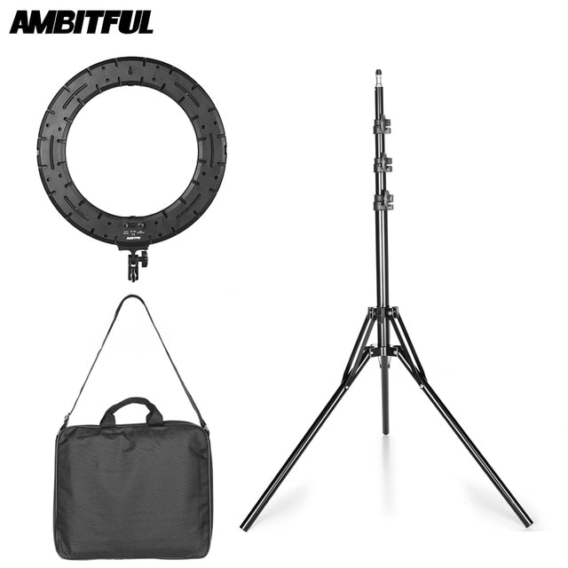 AMBITFUL RL-480 18'' 45cm Dimmable LED Ring Light Lamp 60Ws 3000~6000K 480 LED with Light Stand for Photo Video Lighting Kit